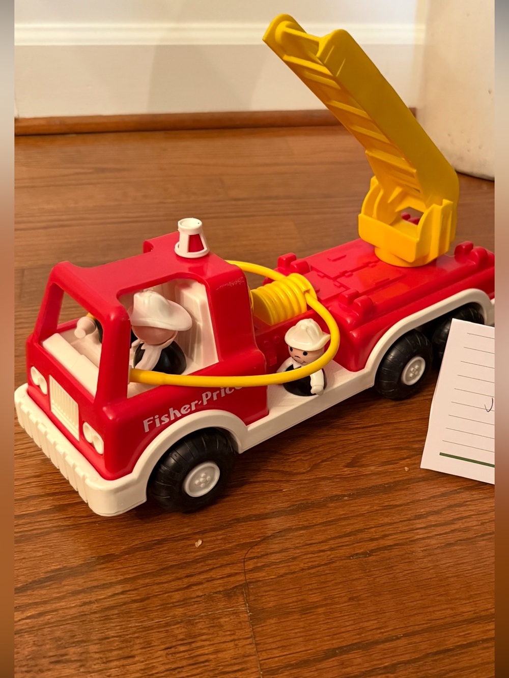 Vintage 1989 Fisher Price 2361 Large Little People Fire Truck - Working Bell!